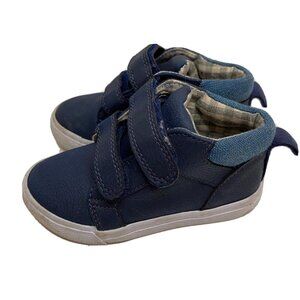Cat & Jack low top blue sneakers faux leather hook & loop shoes little kids 6